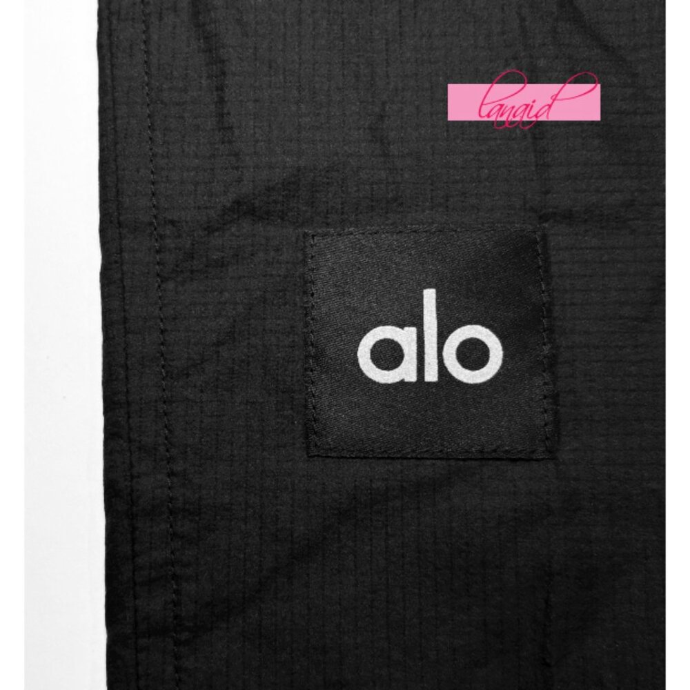 Alo Cloud Nine Pants Black High-Rise Waist Lightweight Windbreaker Track Joggers - Picture 10 of 12